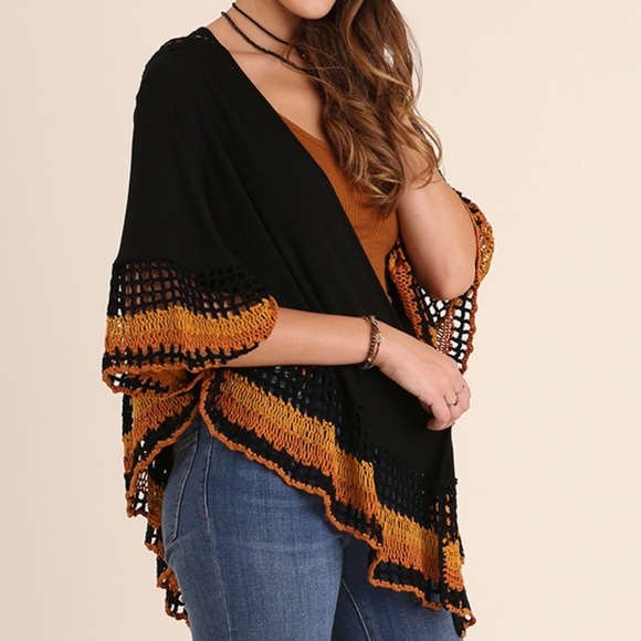 Umgee Top Size S M Cottage Drape Cardigan Poncho Shawl Womens Bohemian Duster - Picture 4 of 4